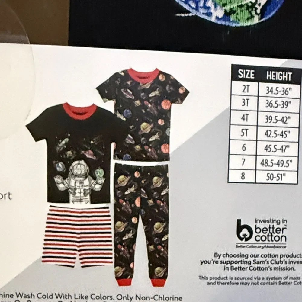 Wonder Nation Boys' 4-Piece Pajama Set - Black, Red, Green
